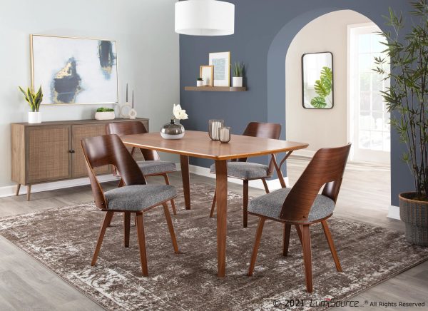 Triad Mid Century Walnut and Grey Accent Chairs Set of 2