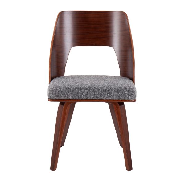 Triad Mid Century Walnut and Grey Accent Chairs Set of 2 7