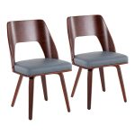 Triad Walnut Bamboo Grey Faux Leather Mid-Century Modern Chairs (Set of 2) 13 Triad Walnut Bamboo Grey Faux Leather Mid-Century Modern Chairs (Set of 2)