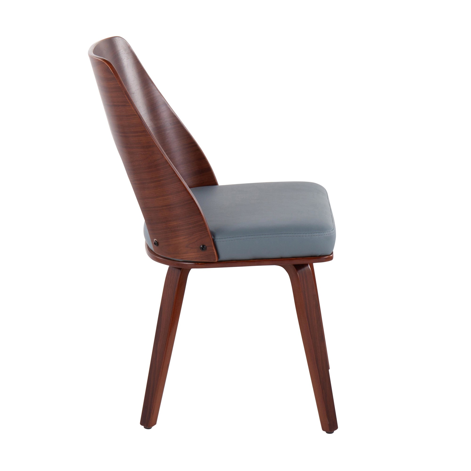 Triad Walnut Bamboo Grey Faux Leather Mid-Century Modern Chairs (Set of 2) 5 Triad Walnut Bamboo Grey Faux Leather Mid-Century Modern Chairs (Set of 2) - Image 5