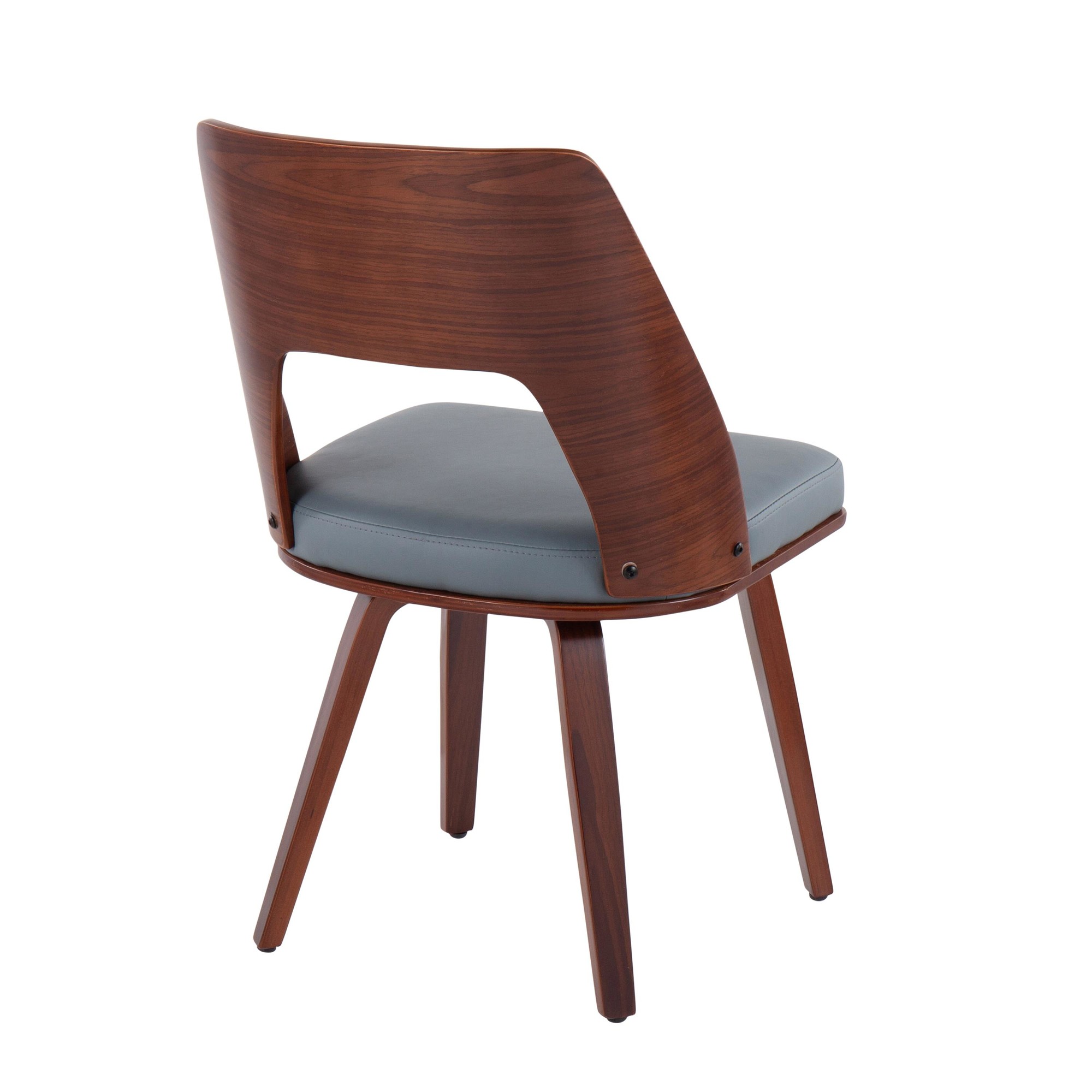 Triad Walnut Bamboo Grey Faux Leather Mid-Century Modern Chairs (Set of 2) 6 Triad Walnut Bamboo Grey Faux Leather Mid-Century Modern Chairs (Set of 2) - Image 6