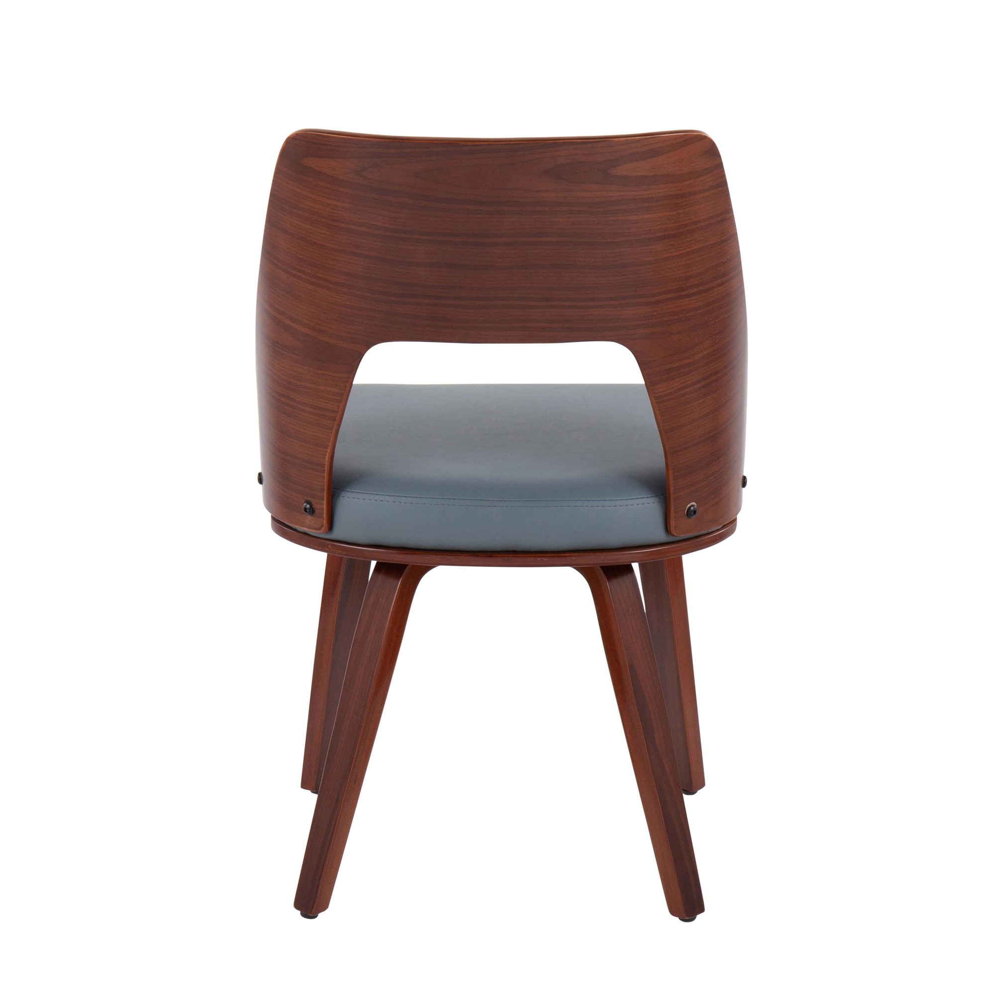 Triad Walnut Bamboo Grey Faux Leather Mid-Century Modern Chairs (Set of 2) 7 Triad Walnut Bamboo Grey Faux Leather Mid-Century Modern Chairs (Set of 2) - Image 7