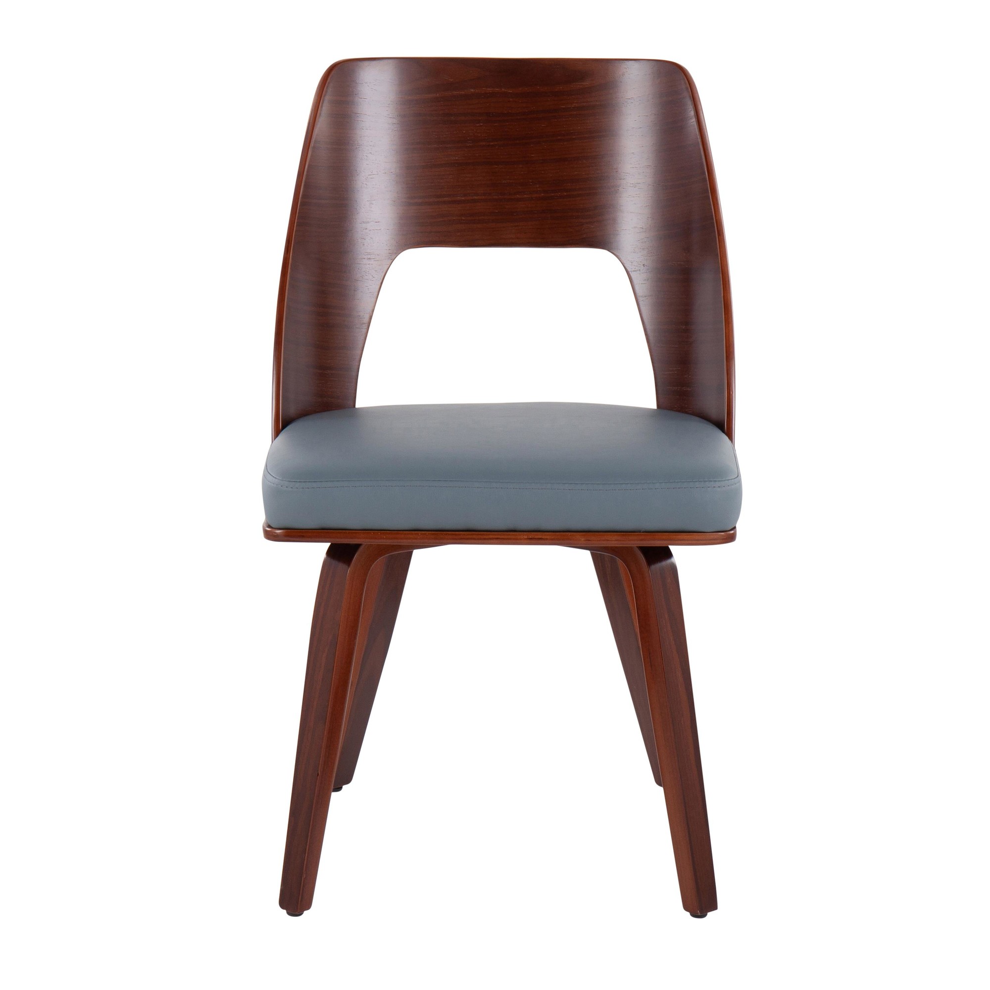 Triad Walnut Bamboo Grey Faux Leather Mid-Century Modern Chairs (Set of 2) 8 Triad Walnut Bamboo Grey Faux Leather Mid-Century Modern Chairs (Set of 2) - Image 8