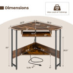 Rustic Brown Corner Desk with Charging Station and Storage Shelf 12 Rustic Brown Corner Desk with Charging Station and Storage Shelf