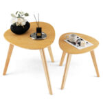 Triangle Rubber Wood Nesting Coffee Tables Natural Finish (Set of 2)