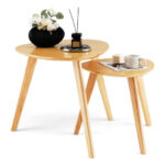 Triangle Rubber Wood Nesting Coffee Tables Natural Finish (Set of 2)