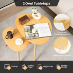 Triangle Rubber Wood Nesting Coffee Tables Natural Finish (Set of 2)