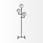 Trifect Black Iron Pipe Three Face Floor Clock