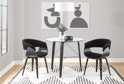 Trilogy Black Wood Round Glass Top Dinette Table
