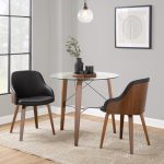 Trilogy Contemporary Round Walnut Wood and Glass Dinette Table 10 Trilogy Contemporary Round Walnut Wood and Glass Dinette Table
