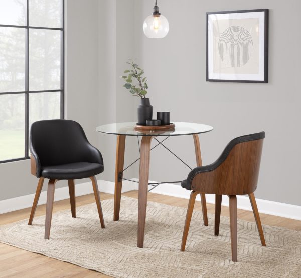 Trilogy Contemporary Round Walnut Wood and Glass Dinette Table 1