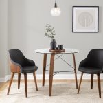 Trilogy Contemporary Round Walnut Wood and Glass Dinette Table 9 Trilogy Contemporary Round Walnut Wood and Glass Dinette Table
