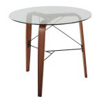 Trilogy Contemporary Round Walnut Wood and Glass Dinette Table 12 Trilogy Contemporary Round Walnut Wood and Glass Dinette Table