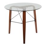 Trilogy Contemporary Round Walnut Wood and Glass Dinette Table 13 Trilogy Contemporary Round Walnut Wood and Glass Dinette Table