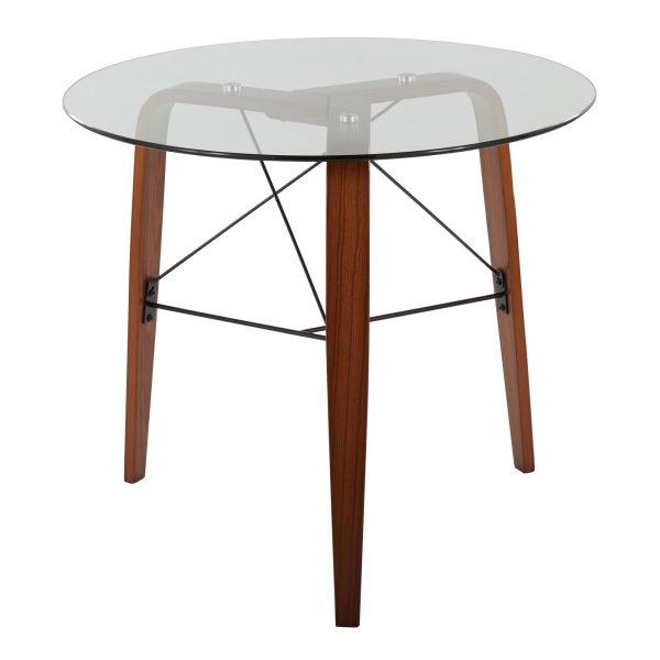 Trilogy Contemporary Round Walnut Wood and Glass Dinette Table 5