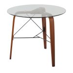 Trilogy Contemporary Round Walnut Wood and Glass Dinette Table 14 Trilogy Contemporary Round Walnut Wood and Glass Dinette Table