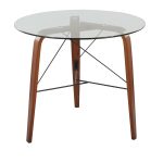Trilogy Contemporary Round Walnut Wood and Glass Dinette Table 15 Trilogy Contemporary Round Walnut Wood and Glass Dinette Table
