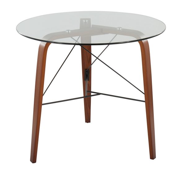 Trilogy Contemporary Round Walnut Wood and Glass Dinette Table 7