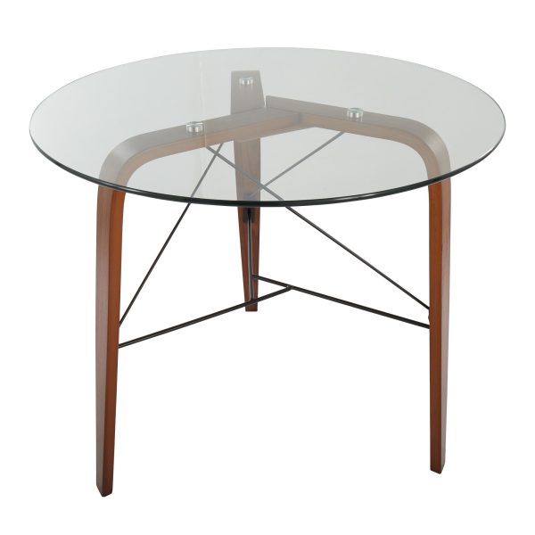 Trilogy Contemporary Round Walnut Wood and Glass Dinette Table 8