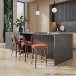 Trilogy Orange Fabric Walnut Mid-Century Modern Counter Stools (Set of 2) 10 Trilogy Orange Fabric Walnut Mid-Century Modern Counter Stools (Set of 2)
