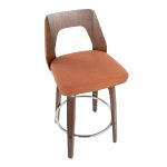 Trilogy Orange Fabric Walnut Mid-Century Modern Counter Stools (Set of 2) 17 Trilogy Orange Fabric Walnut Mid-Century Modern Counter Stools (Set of 2)