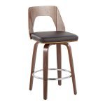 Trilogy Walnut Brown Faux Leather Mid-Century Modern Counter Stools (Set of 2)