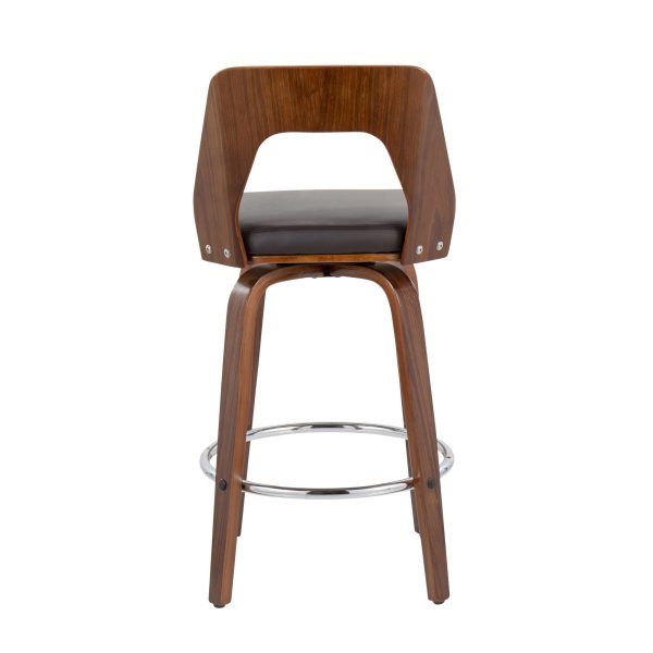 Trilogy Walnut Brown Faux Leather Mid Century Modern Counter Stools Set of 2 5