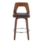 Trilogy Walnut Brown Faux Leather Mid-Century Modern Counter Stools (Set of 2)