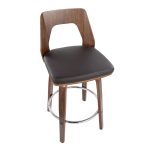 Trilogy Walnut Brown Faux Leather Mid-Century Modern Counter Stools (Set of 2)