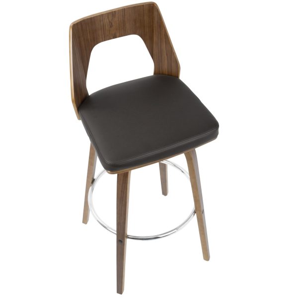Trilogy Walnut and Brown Mid Century Modern Barstools Set of 2 10