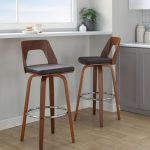 Trilogy Walnut and Brown Mid-Century Modern Barstools (Set of 2) 13 Trilogy Walnut and Brown Mid-Century Modern Barstools (Set of 2)