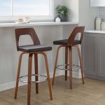 Trilogy Walnut and Brown Mid-Century Modern Barstools (Set of 2) 15 Trilogy Walnut and Brown Mid-Century Modern Barstools (Set of 2)