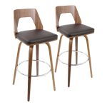 Trilogy Walnut and Brown Mid-Century Modern Barstools (Set of 2) 16 Trilogy Walnut and Brown Mid-Century Modern Barstools (Set of 2)