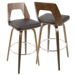 Trilogy Walnut and Brown Mid-Century Modern Barstools (Set of 2) 17 Trilogy Walnut and Brown Mid-Century Modern Barstools (Set of 2)