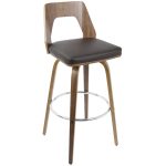 Trilogy Walnut and Brown Mid-Century Modern Barstools (Set of 2) 18 Trilogy Walnut and Brown Mid-Century Modern Barstools (Set of 2)