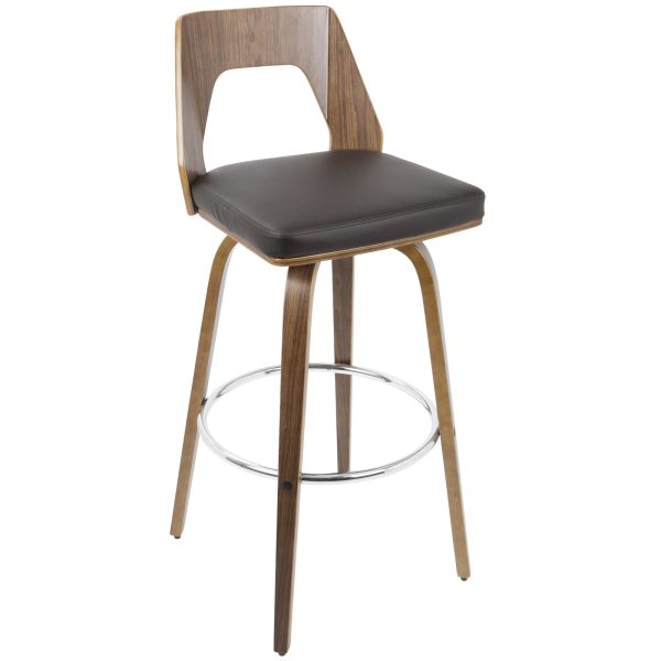 Trilogy Walnut and Brown Mid Century Modern Barstools Set of 2 5