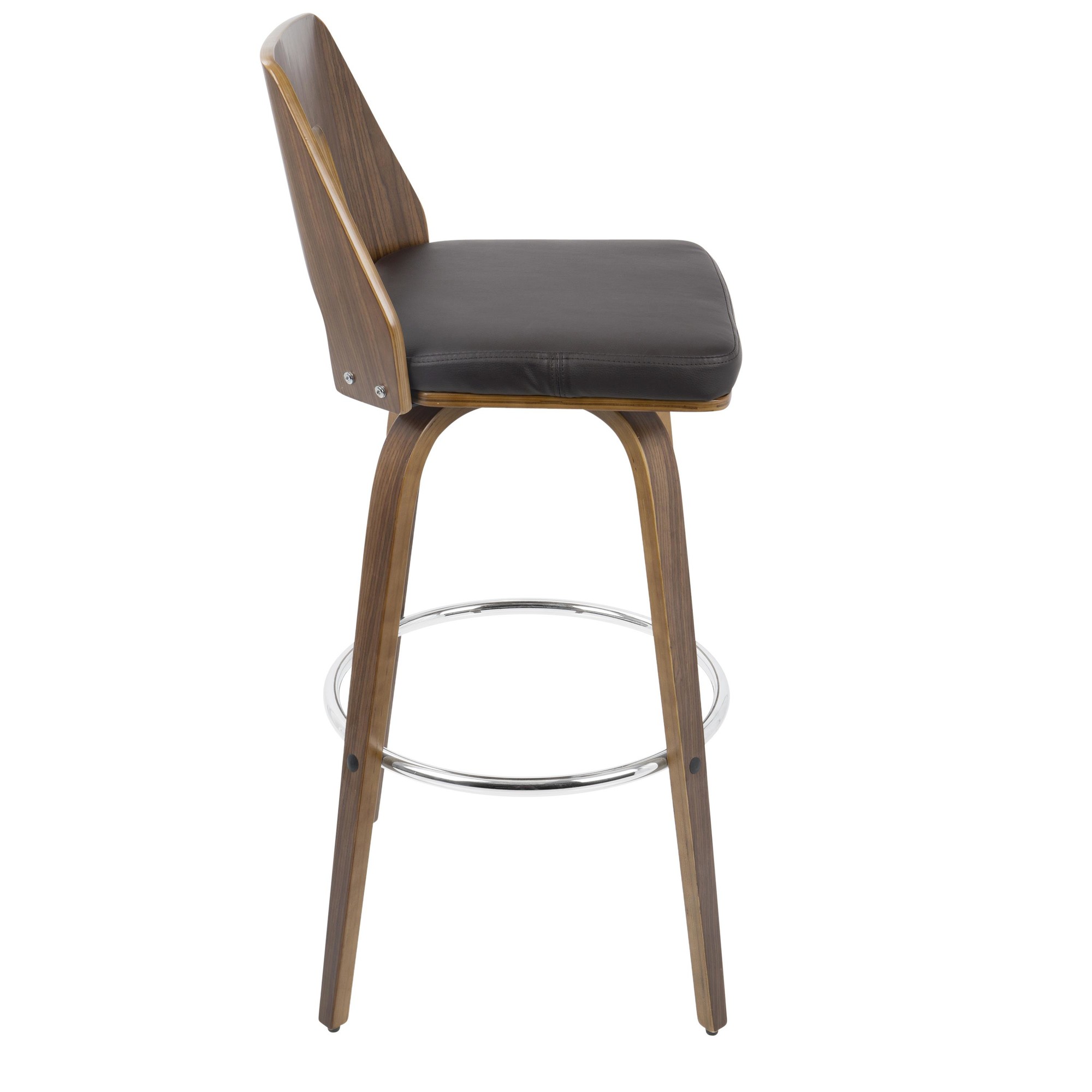 Trilogy Walnut and Brown Mid-Century Modern Barstools (Set of 2) 7 Trilogy Walnut and Brown Mid-Century Modern Barstools (Set of 2) - Image 7