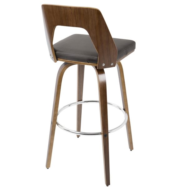 Trilogy Walnut and Brown Mid Century Modern Barstools Set of 2 7