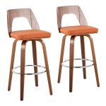 Trilogy Walnut and Orange Mid-Century Modern Barstools (Set of 2) 13 Trilogy Walnut and Orange Mid-Century Modern Barstools (Set of 2)
