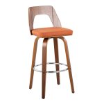 Trilogy Walnut and Orange Mid-Century Modern Barstools (Set of 2) 14 Trilogy Walnut and Orange Mid-Century Modern Barstools (Set of 2)