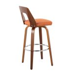 Trilogy Walnut and Orange Mid-Century Modern Barstools (Set of 2) 16 Trilogy Walnut and Orange Mid-Century Modern Barstools (Set of 2)