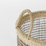 Triopas 15.7L x 15.7W x 13.4H (Set of 3) Medium Brown Seagrass Round Basket W/ Handles