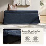 Trista Indigo Farmhouse Storage Bench with Removable Slipcover 8 Trista Indigo Farmhouse Storage Bench with Removable Slipcover