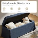 Trista Indigo Farmhouse Storage Bench with Removable Slipcover 9 Trista Indigo Farmhouse Storage Bench with Removable Slipcover