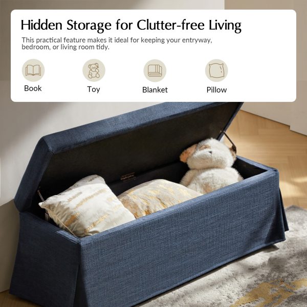 Trista Indigo Farmhouse Storage Bench with Removable Slipcover 3