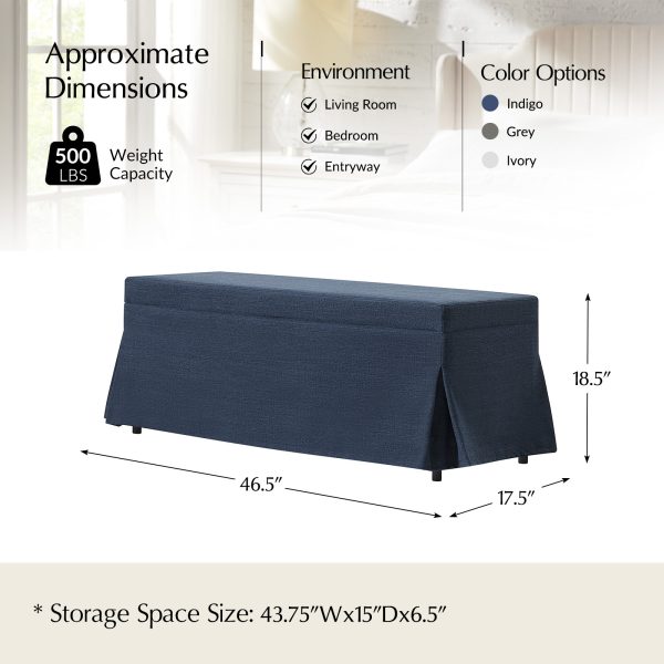 Trista Indigo Farmhouse Storage Bench with Removable Slipcover 4