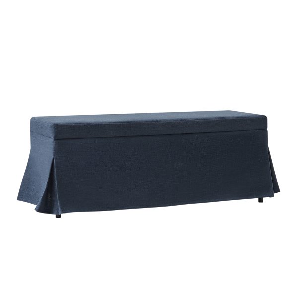 Trista Indigo Farmhouse Storage Bench with Removable Slipcover
