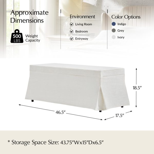 Trista Ivory Farmhouse Storage Bench with Removable Slipcover 4