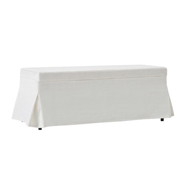 Trista Ivory Farmhouse Storage Bench with Removable Slipcover