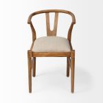 Trixie Cream Fabric Seat Brown Wood Frame Dining Chair